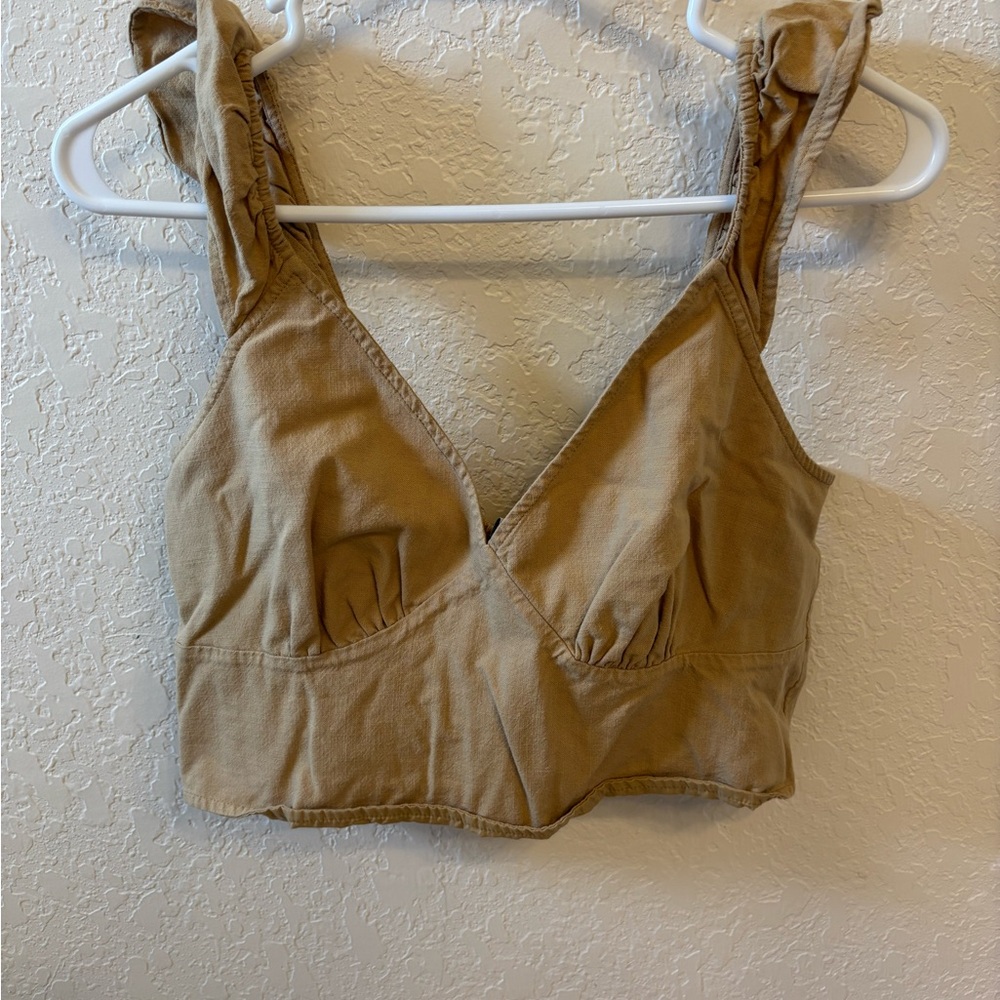 Tan Sleeveless Women's Top & floral skirt